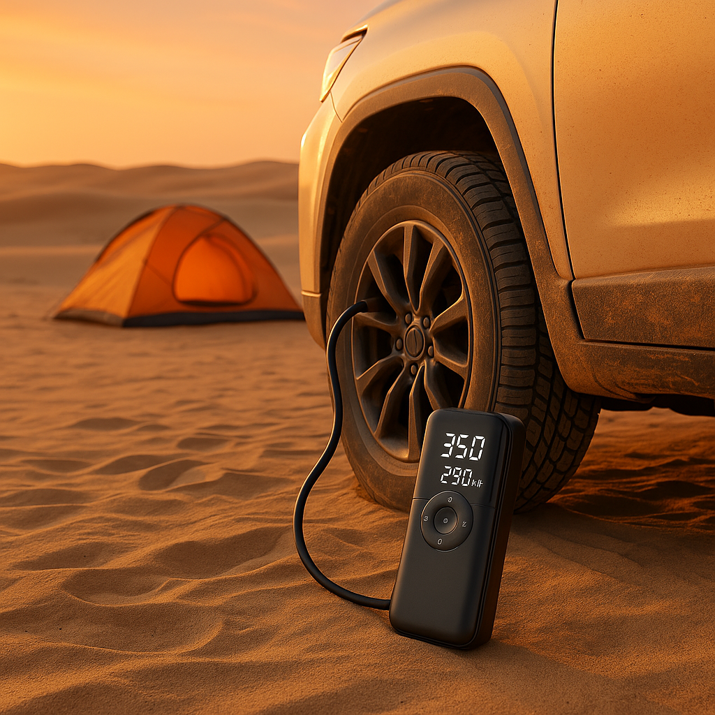 منفاخ هواء محمول لاسلكي ببطارية قابلة للشحن – مثالي للكشتات والسيارة والطوارئ