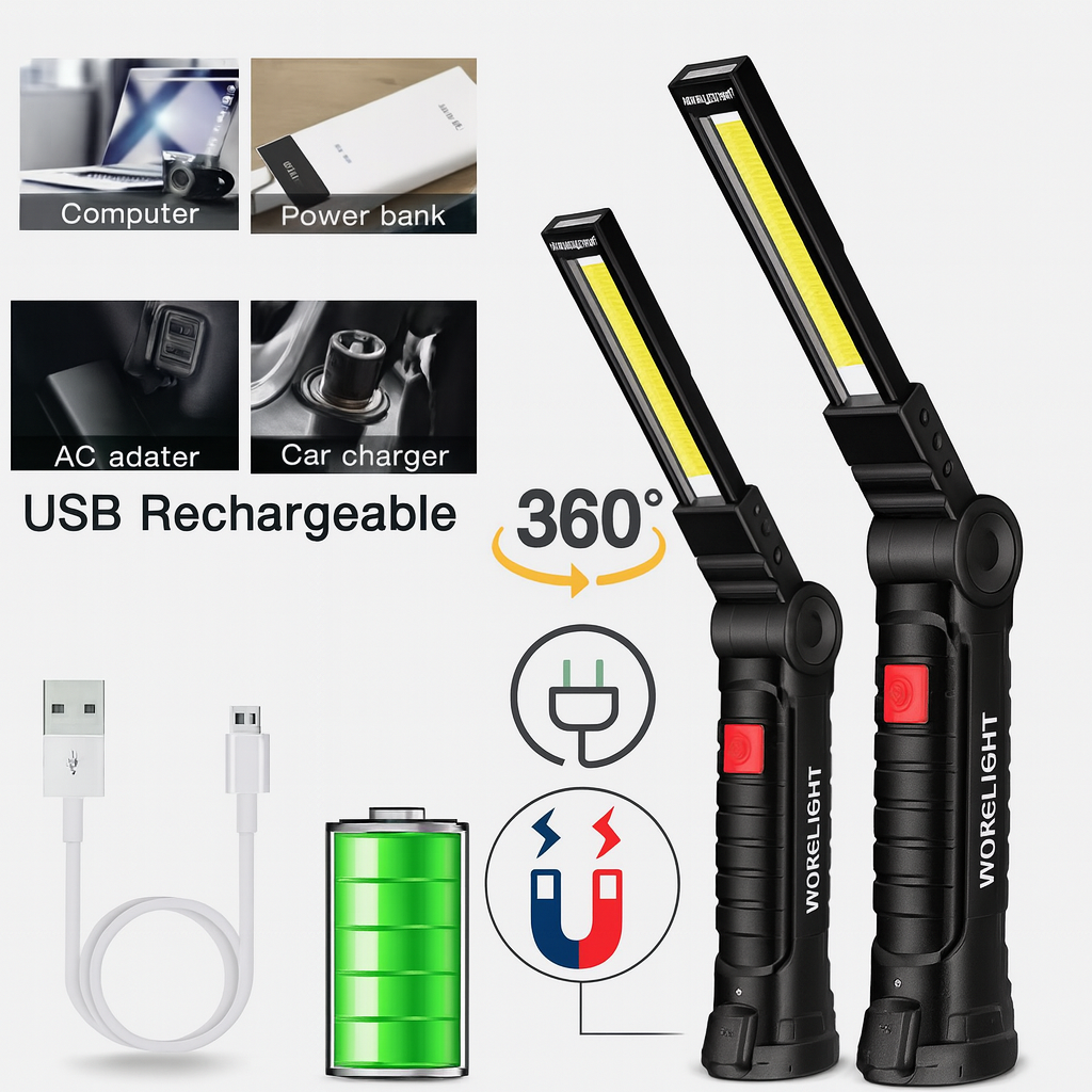 مصباح مغناطيسي قابل للشحن – 5 أوضاع إضاءة للبر والسيارة