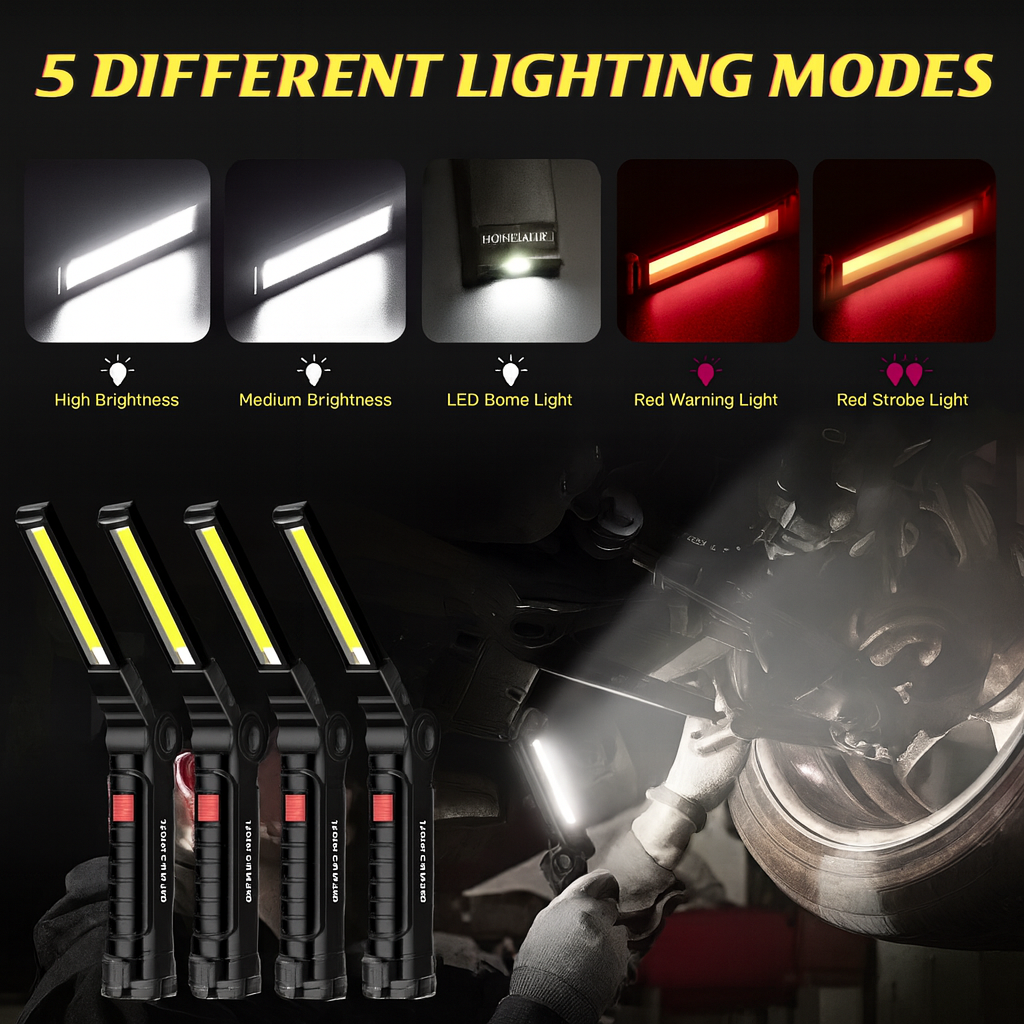 مصباح مغناطيسي قابل للشحن – 5 أوضاع إضاءة للبر والسيارة